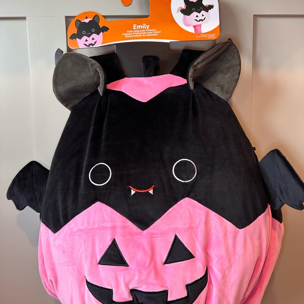 Squishmallows Kids Costume - Emily - Pink and Black Bat Costume